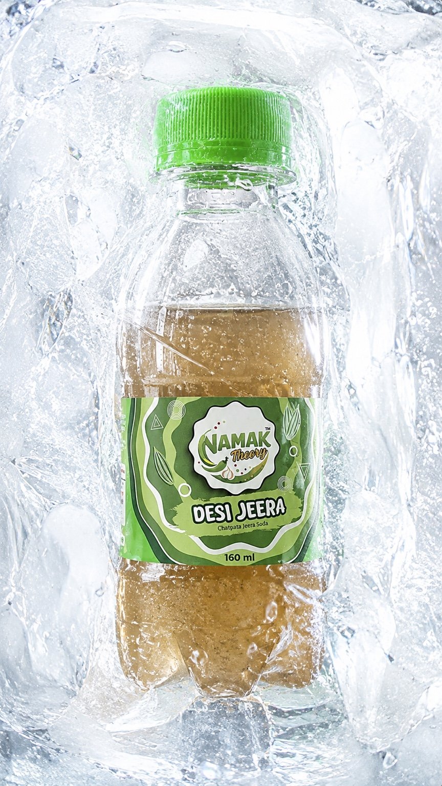 Namak Theory Desi Jeera bottle frozen in ice